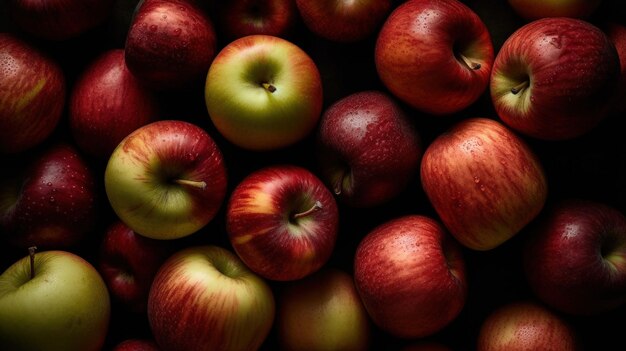 Un tas de pommes avec le mot pomme en bas