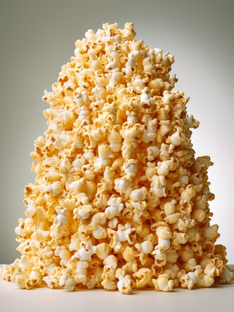 Photo tas de pop-corn sur fond blanc ai génératif