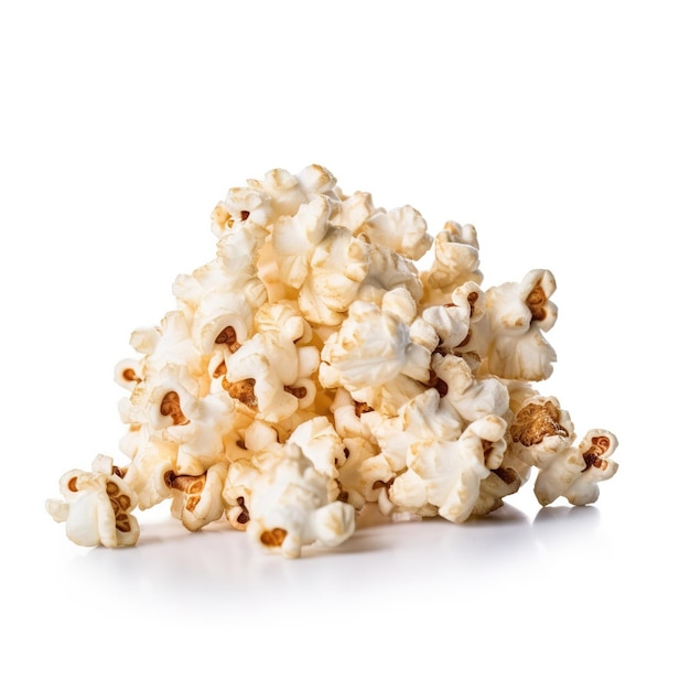 Un tas de pop-corn sur fond blanc