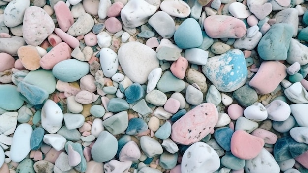 Un tas de rochers colorés sur une plage