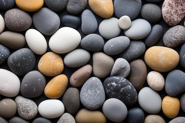 un tas de roches de différentes couleurs avec un fond tacheté blanc