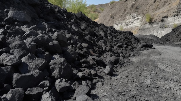 Photo un tas de roches noires avec le mot charbon dessus