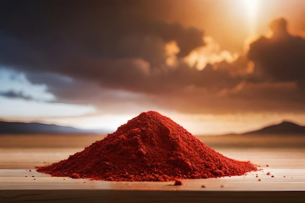 un tas de sel rouge dans le désert