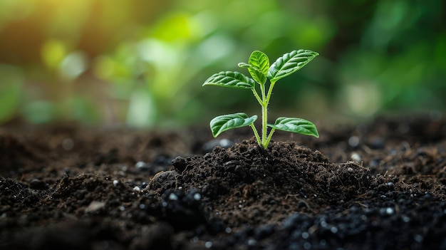 Des tas de terre et une petite plante