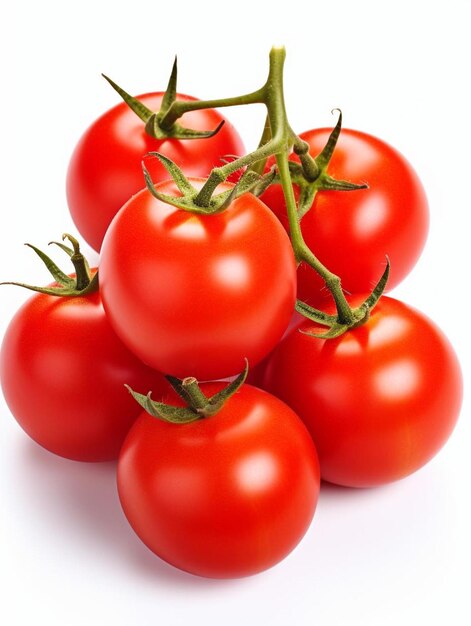 un tas de tomates cerises sont sur une surface blanche.