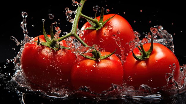 Photo un tas de tomates qui sont dans l'eau