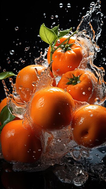 Photo un tas de tomates qui sont dans l'eau