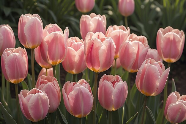 Un tas de tulipes roses avec carte de visite