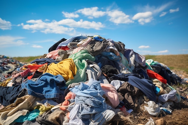 Un tas de vêtements jetés dans une décharge