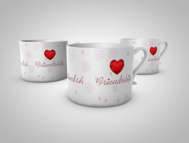 tasse d&#39;amitié heureuse 3d