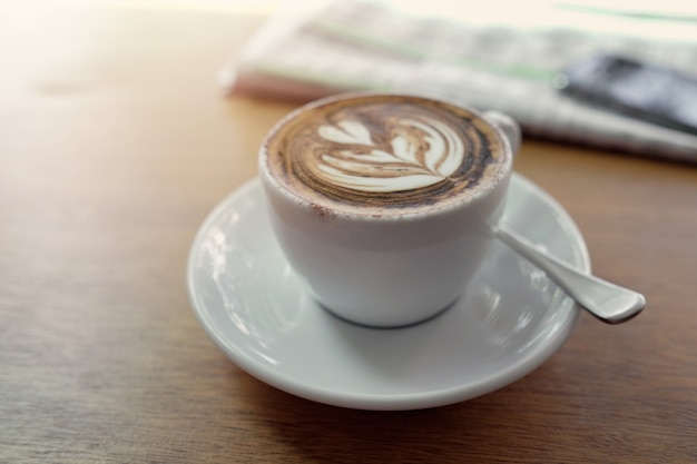 Tasse, art, café cappuccino, à, journal