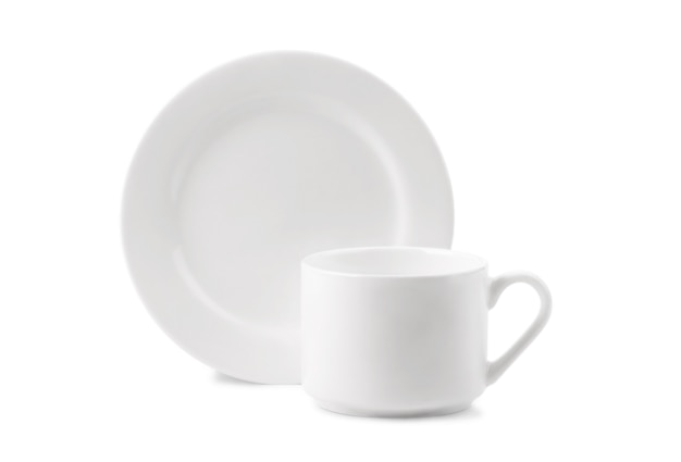 Tasse et assiette blanche