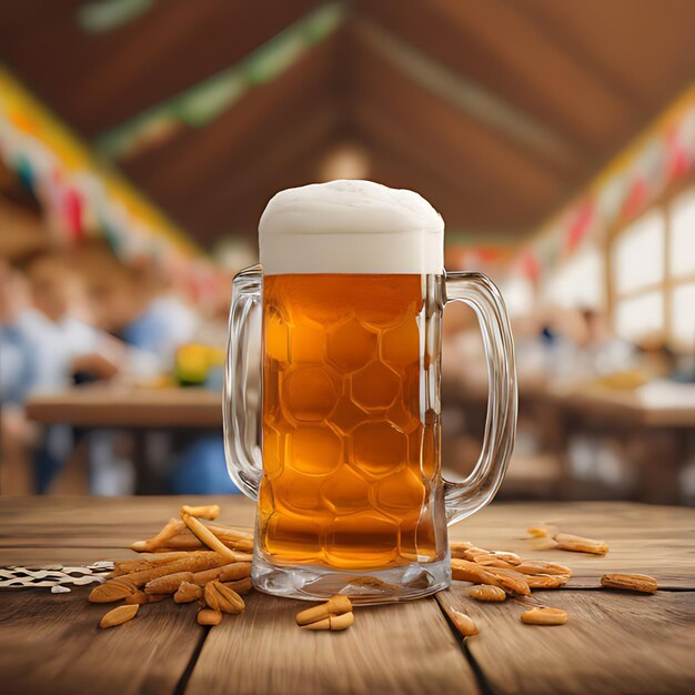 Photo une tasse de bière avec une mousse blanche dessus