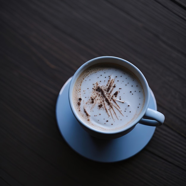 Tasse blanche de café sur la table en bois