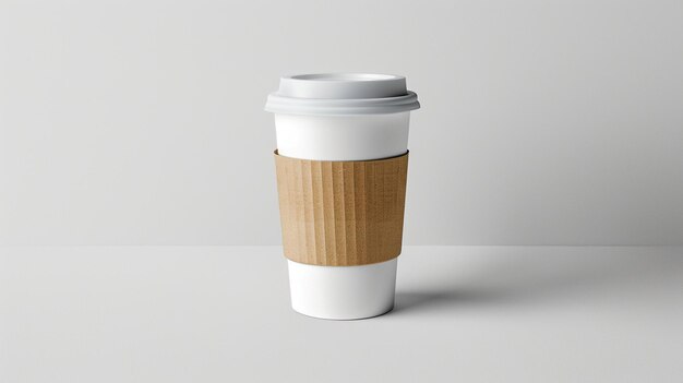 une tasse blanche avec un couvercle brun qui dit Starbucks dessus
