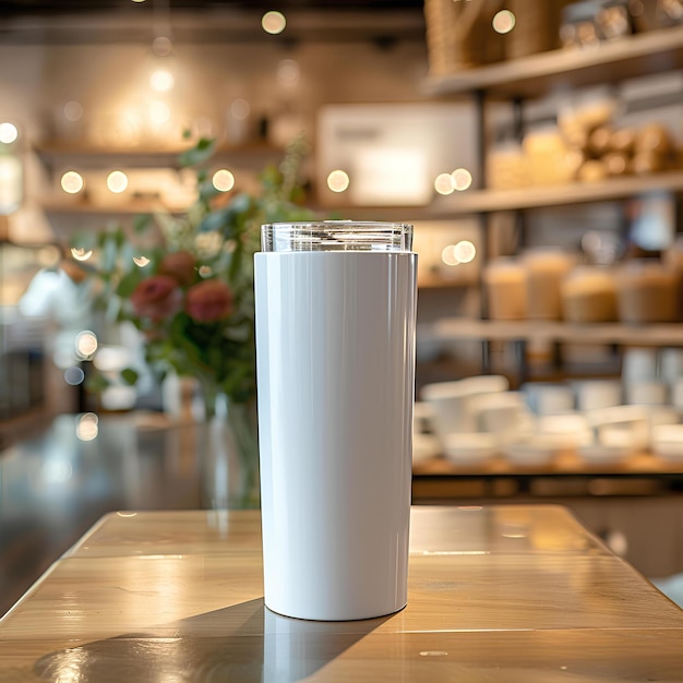 Une tasse blanche sur une table