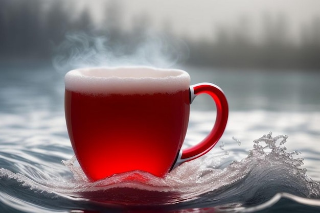 Photo une tasse de boisson pour le petit déjeuner dans les mains des amants focus sélectif