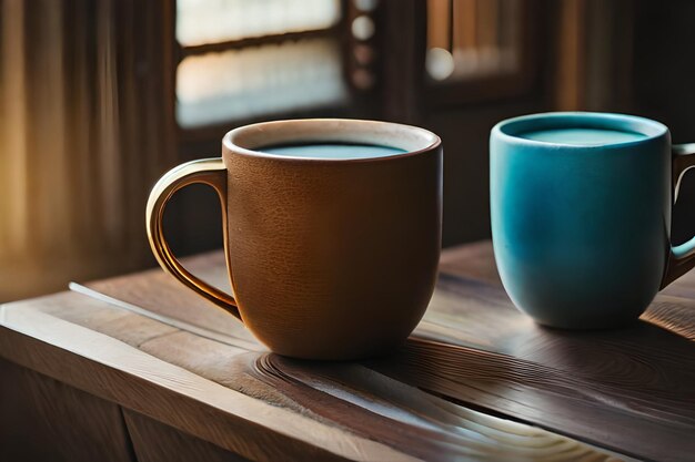 une tasse brune avec une poignée sur une table