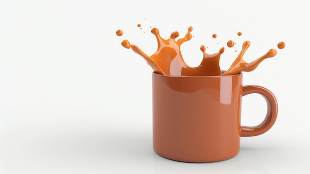 Photo une tasse de café 3d élégante avec un éclat de mouvement liquide créant une icône d'éclaboussure captivante cette image accrocheuse est parfaite pour la publicité de conception graphique ou tout projet qui