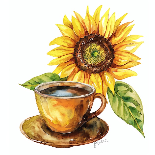 Une tasse de café à l'aquarelle