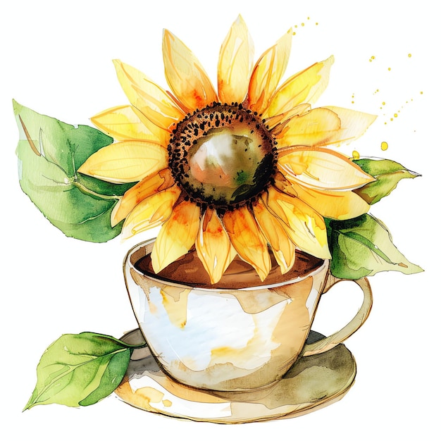 Une tasse de café à l'aquarelle