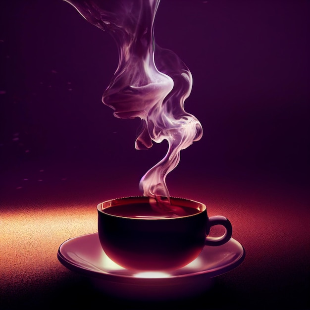 Tasse de café aromatique sur fond sombre lumières dorées illustration tasse capuccino avec mousse