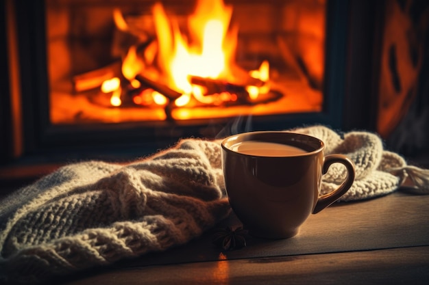 Une tasse de café à l'arrière-plan confortable Illustration AI GenerativexA