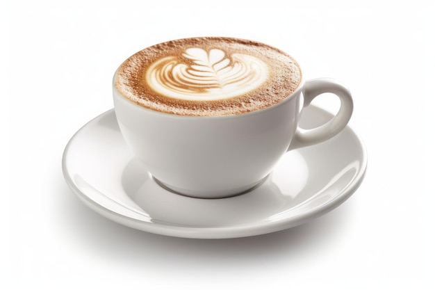 Tasse de café au lait isolée sur le style de dessin animé blanc généré par l'IA