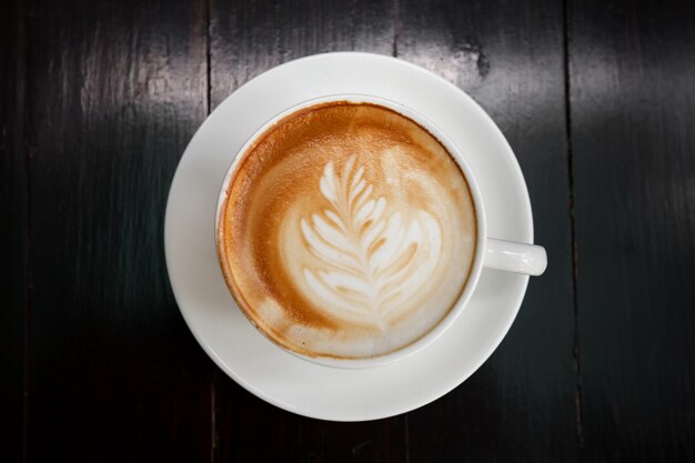 Une tasse de café au lait Vue de dessus