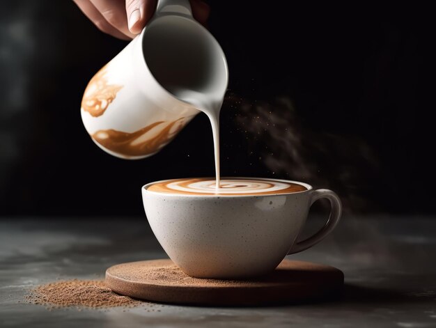 Photo une tasse de café au lait.