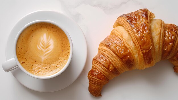 Une tasse de café blanc.