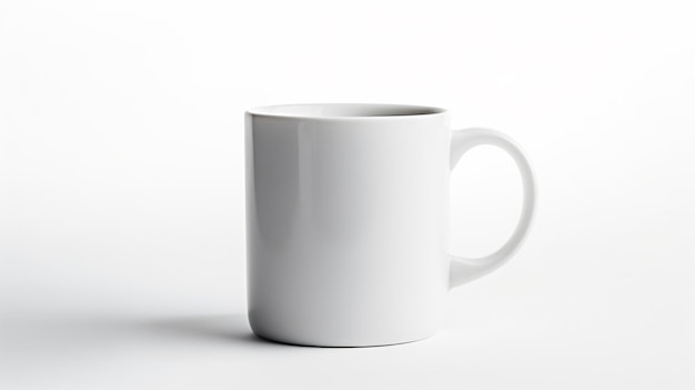 Photo une tasse de café blanche assise sur une surface blanche