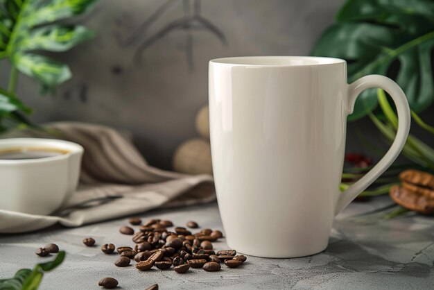 Une tasse de café blanche et charmante pour le mokup