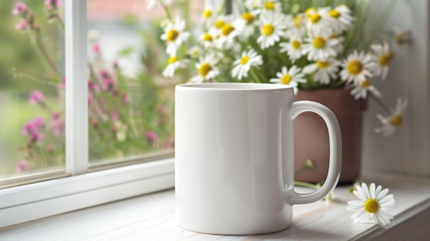 Photo tasse de café blanche avec un devant vide réaliste sur un modèle de maquette