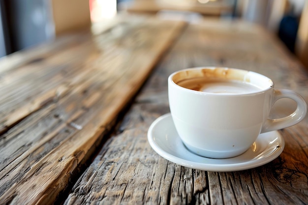 Une tasse de café blanche sur le devant