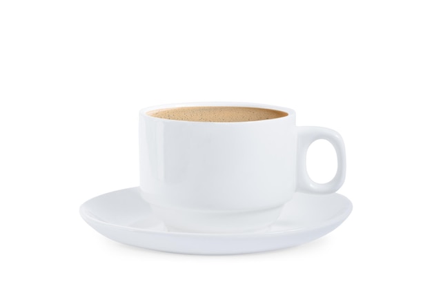 Tasse à café blanche sur fond blanc