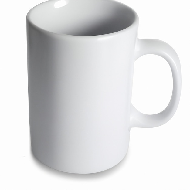 Une tasse de café blanche sur fond blanc