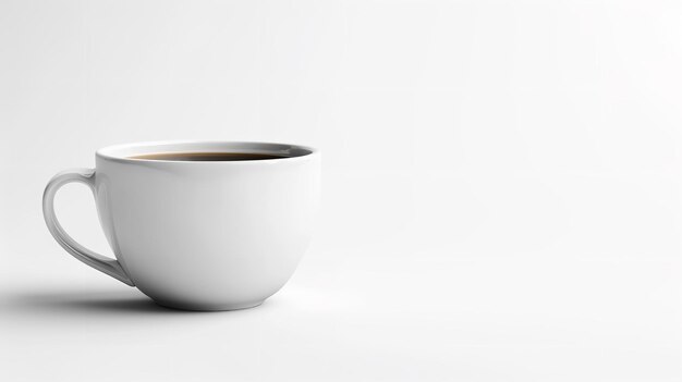 Une tasse de café blanche mise à part sur un fond blanc avec vue latérale grand espace de copie IA générative