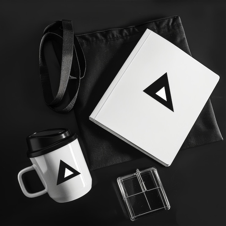 Photo une tasse de café blanche et noire et un livre blanc avec un boîtier noir et blanc