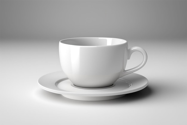 Une tasse à café blanche et une soucoupe avec une soucoupe dessus.