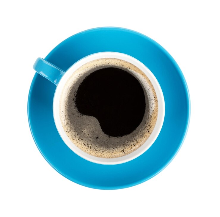 Une tasse de café bleue
