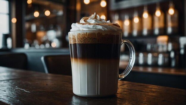 une tasse de café avec un cappuccino mousseux sur le dessus