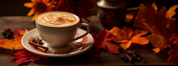 Photo une tasse de café cappuccino savoureux et épicé.