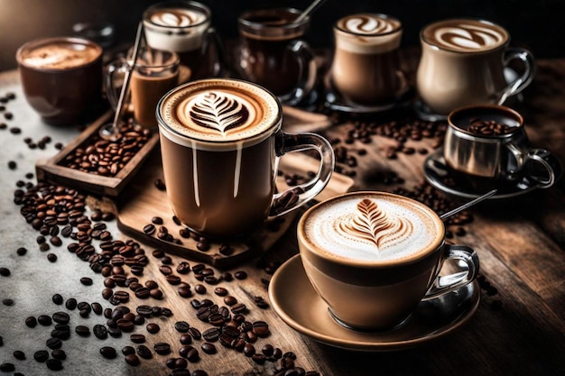 une tasse de café avec un cappuccino sur la table