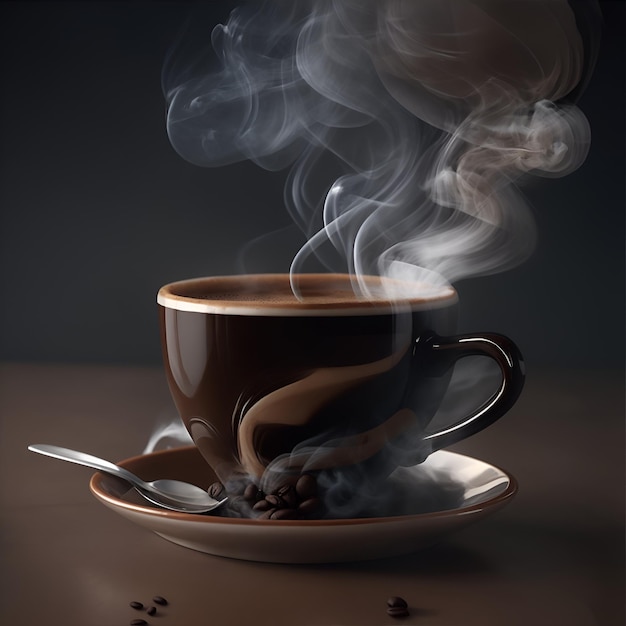 Tasse de café chaud avec de la fumée