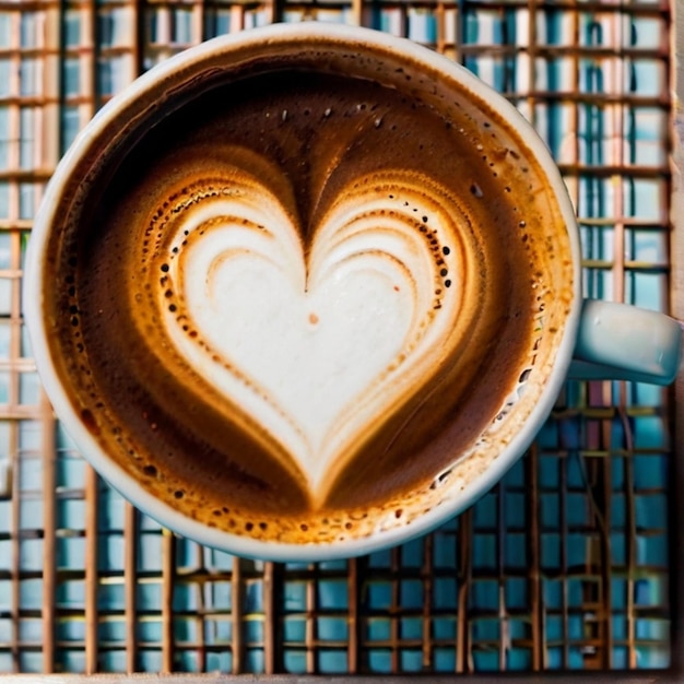Photo une tasse de café avec un cœur dessiné dans de la mousse