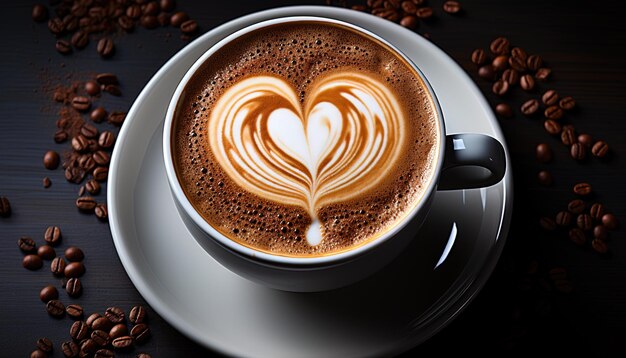 Photo une tasse de café avec un cœur dessiné sur le dessus
