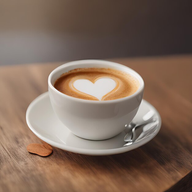 Photo une tasse de café avec un cœur dessiné dessus