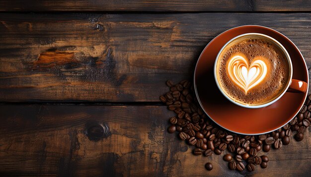 Photo une tasse de café avec un cœur sur le dessus