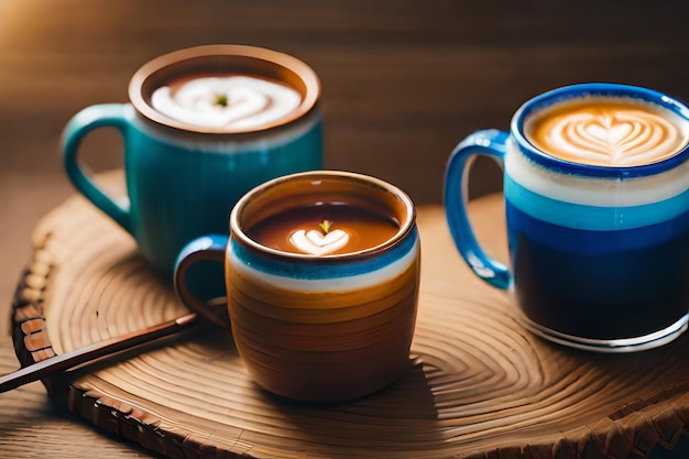 une tasse de café avec un cœur sur le dessus.